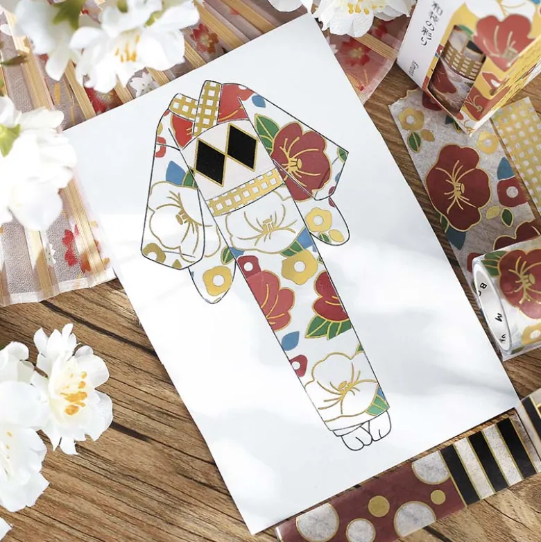 BGM | Set de Washi Tapes Kimono Colors Camellia Flowers