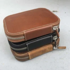 Galen Leather | Funda Leather Zippered 10 Slots Pen Case Crazy Horse Brown