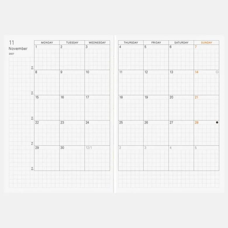 Hobonichi | Agenda Hobonichi Techo A6 Planner (Inglés) 2027