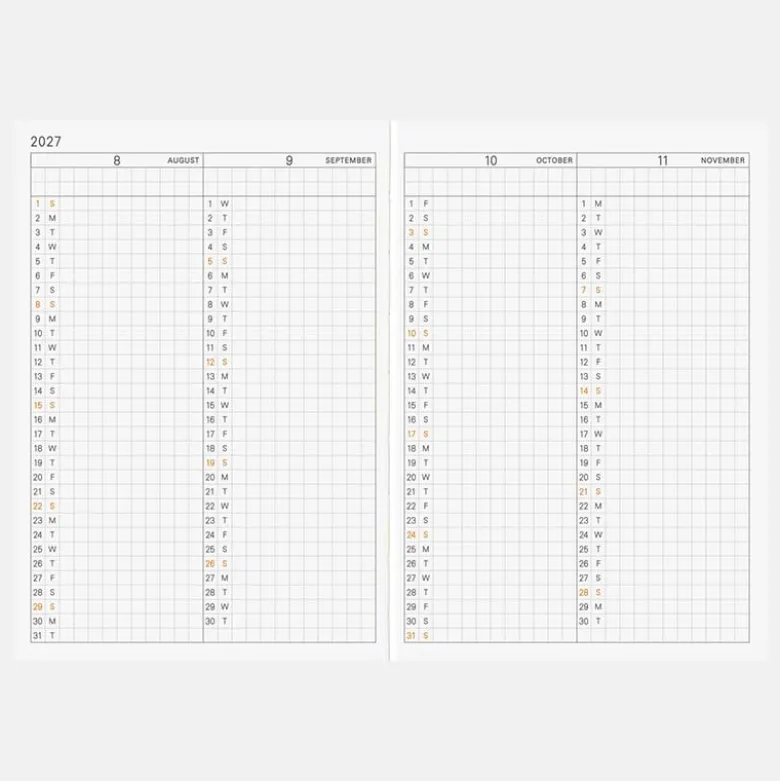 Hobonichi | Agenda Hobonichi Techo A6 Planner (Inglés) 2027