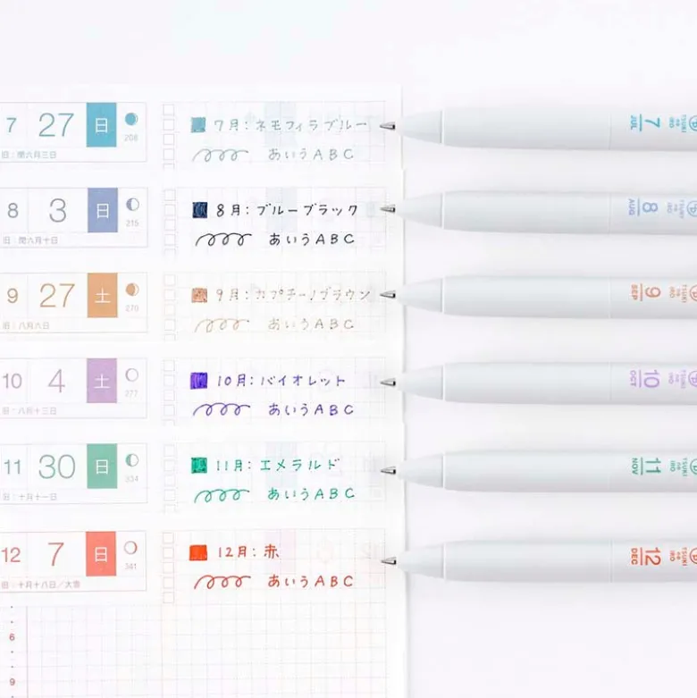 Hobonichi | Set de Bolígrafos con Funda TSUKI no IRO: Uniball One - July-Dec