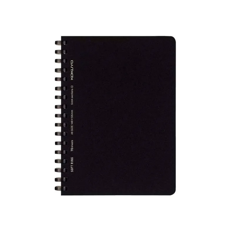 Kokuyo | Cuaderno Soft Ring A6 Black (Cuadros)