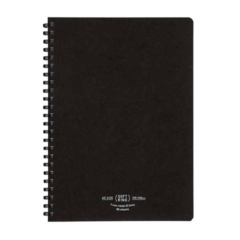 Kokuyo | Cuaderno Soft Ring A5 Black (Rayas)