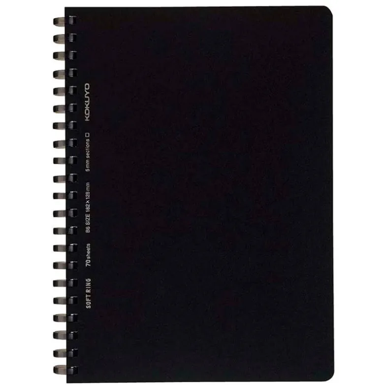 Kokuyo | Cuaderno Soft Ring B5 Black (Cuadros)