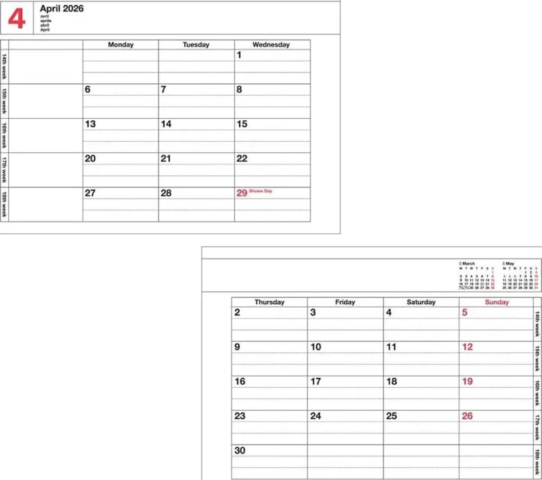 Mark's | Cuaderno Calendario 2027 Mini Black