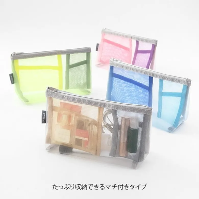 Midori | Estuche Gusset de Malla Pen & Tools Rosa