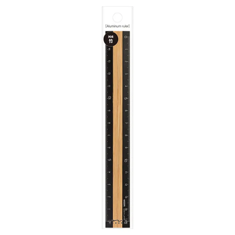 Midori | Regla de Aluminio y Madera 15cm Black