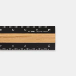 Midori | Regla de Aluminio y Madera 15cm Black