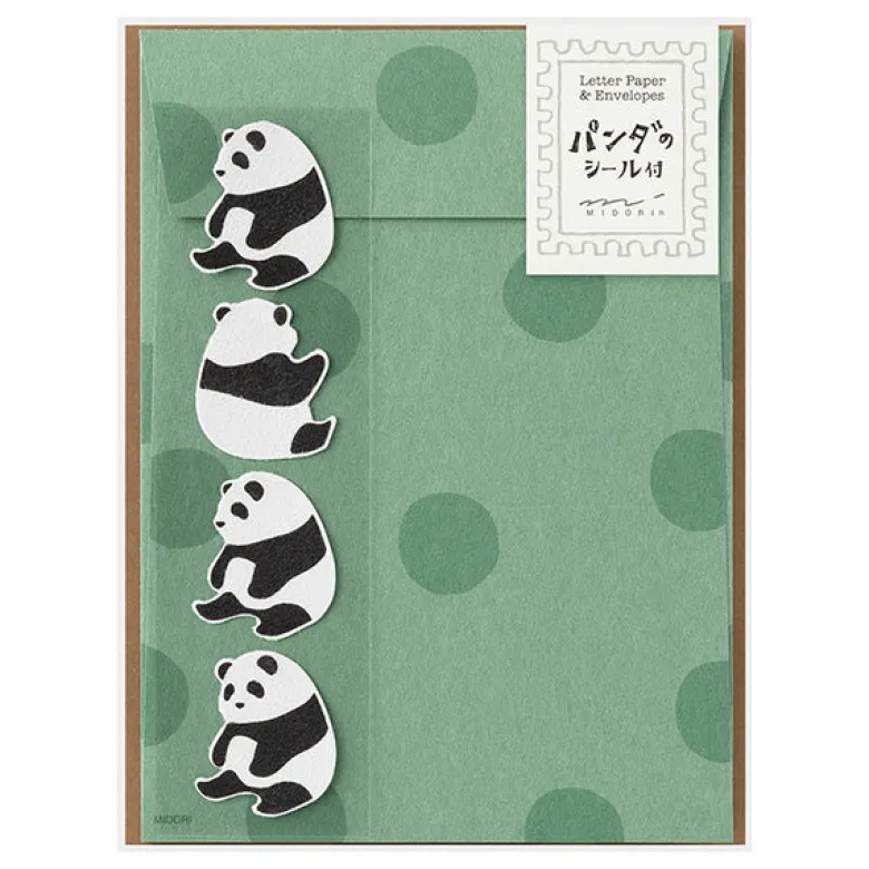 Midori | Set de Cartas Con Pegatinas Panda