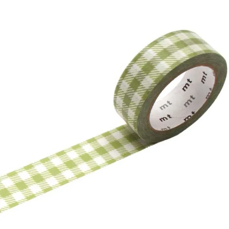 MT Masking Tape | Gingham Check Light Moss Green Washi Tape